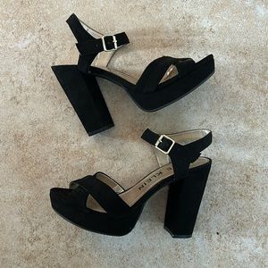 Black suede heels
